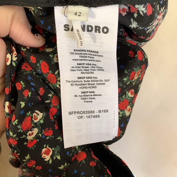 SANDRO Floral-print twill midi dress Size (10 US) 42 - Picture 12 of 12